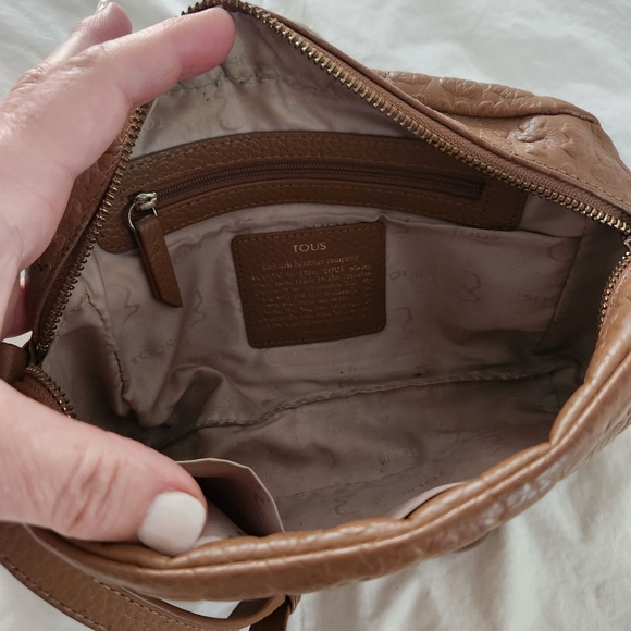 tous crossbody bag Brown Leather Bear Embossed Travel - Picture 8 of 14